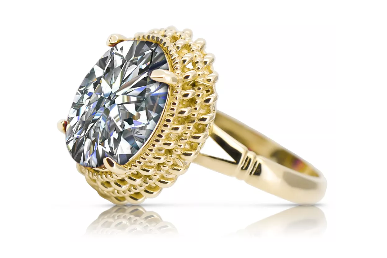 14K жълто злато Циркон Пръстен Винтидж стил vrc068y